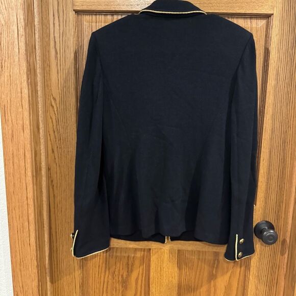 St. John Collection Black Santana Knit Blazer with Gold Trim – Size 12 - Picture 9 of 10